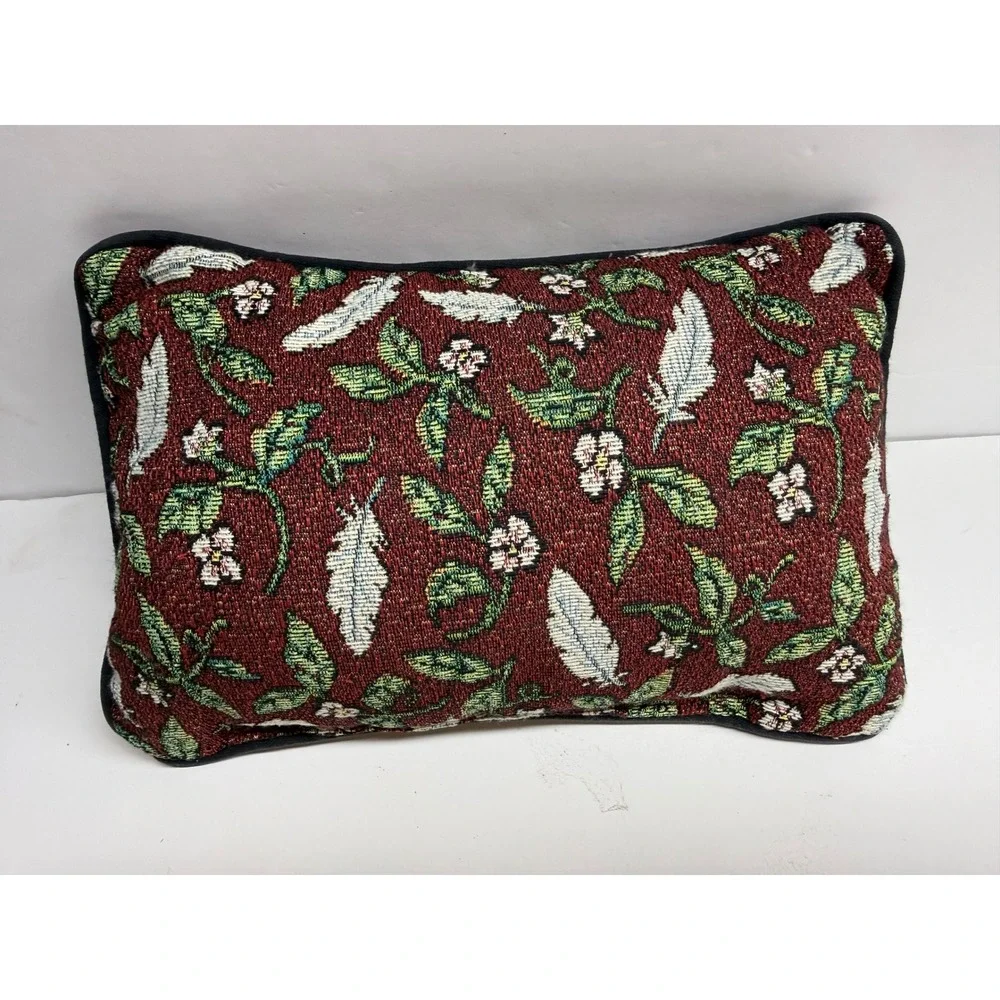 Vintage Woven Tapestry Rooster Accent Pillow Farmhouse Decor Crow About 11.5x7.5